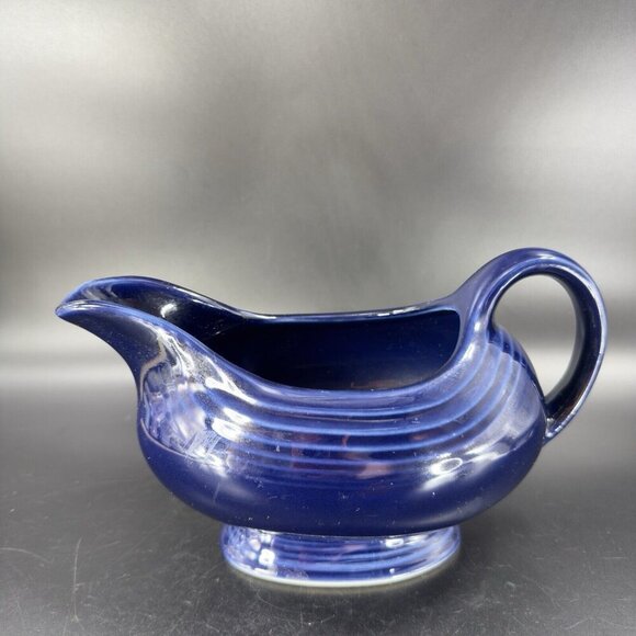 Fiesta Footed Gravy Boat Sauce Boat Cobalt Blue Vintage Ceramic Kitchenware VTG - Picture 11 of 15
